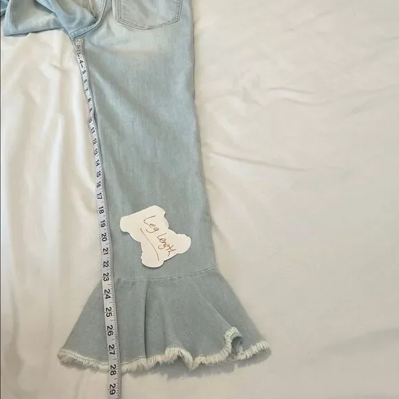 Vince Camuto size 27/4 light blue flouncy ruffle raw edge hem EUC worn 2 times - Picture 8 of 10